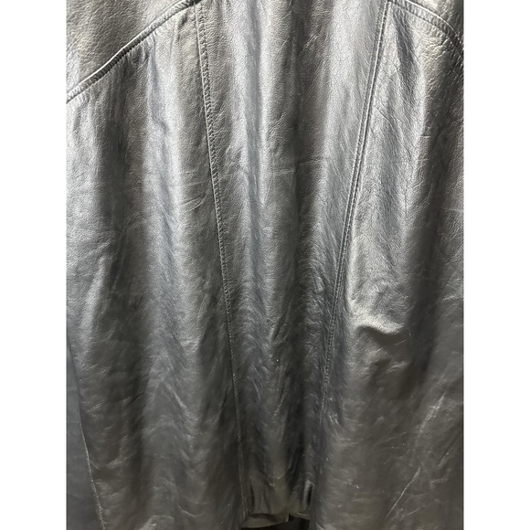 Vintage Donna Pelle‎ Leather Coat Womens Medium Black Long Trench Overcoat 90s - Picture 9 of 12